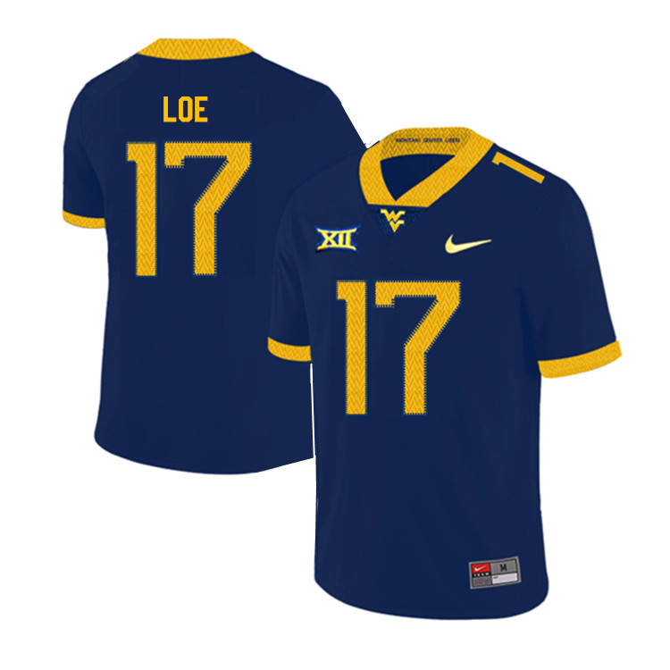 2019 Men #17 Exree Loe West Virginia Mountaineers College Football Jerseys Sale-Navy